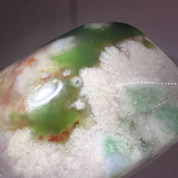 Green Flower Agate Crystal Palmstone (7) - Picture 6 of 11